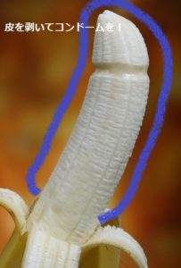 バナナにコンドームをきちんと被せた画像